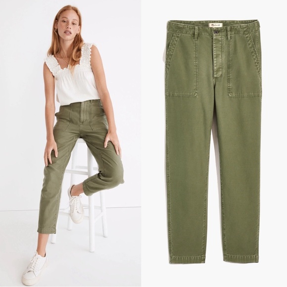 Madewell • Griff Tapered Fatigue Cargo Pants high rise loose baggy ankle crop - Picture 1 of 14